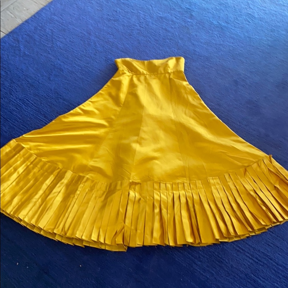 Vintage mustard yellow satin empire dress (2)